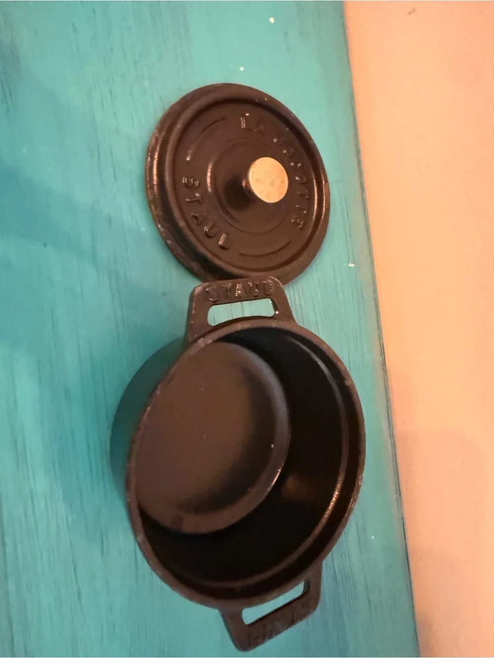 Staub Mini Round Cast Iron Cocotte No. 10 Black Made in France with Lid